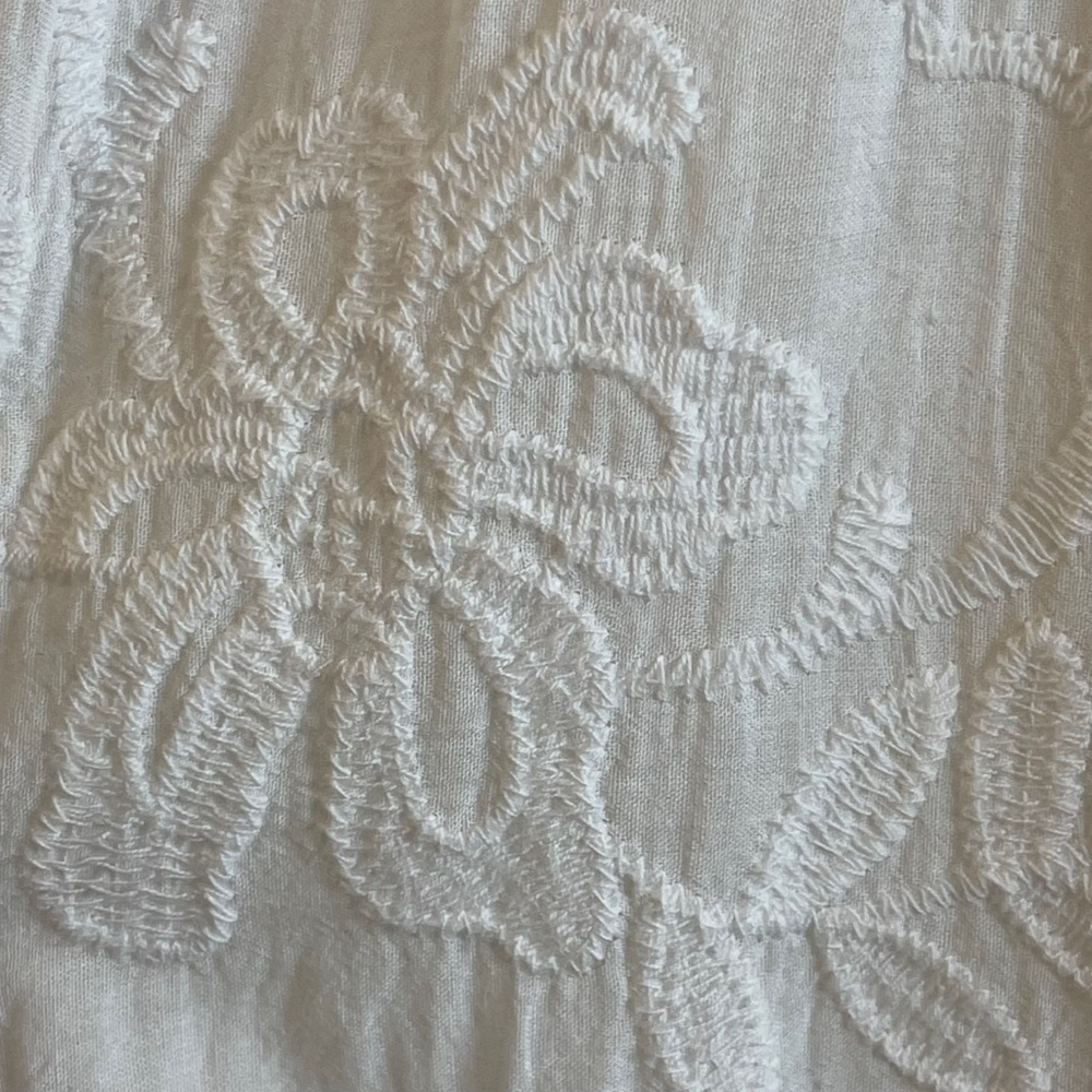 Kindred White Embroidered Floral Open Front Kimono Duster Sz L Beach Casual - Picture 11 of 13